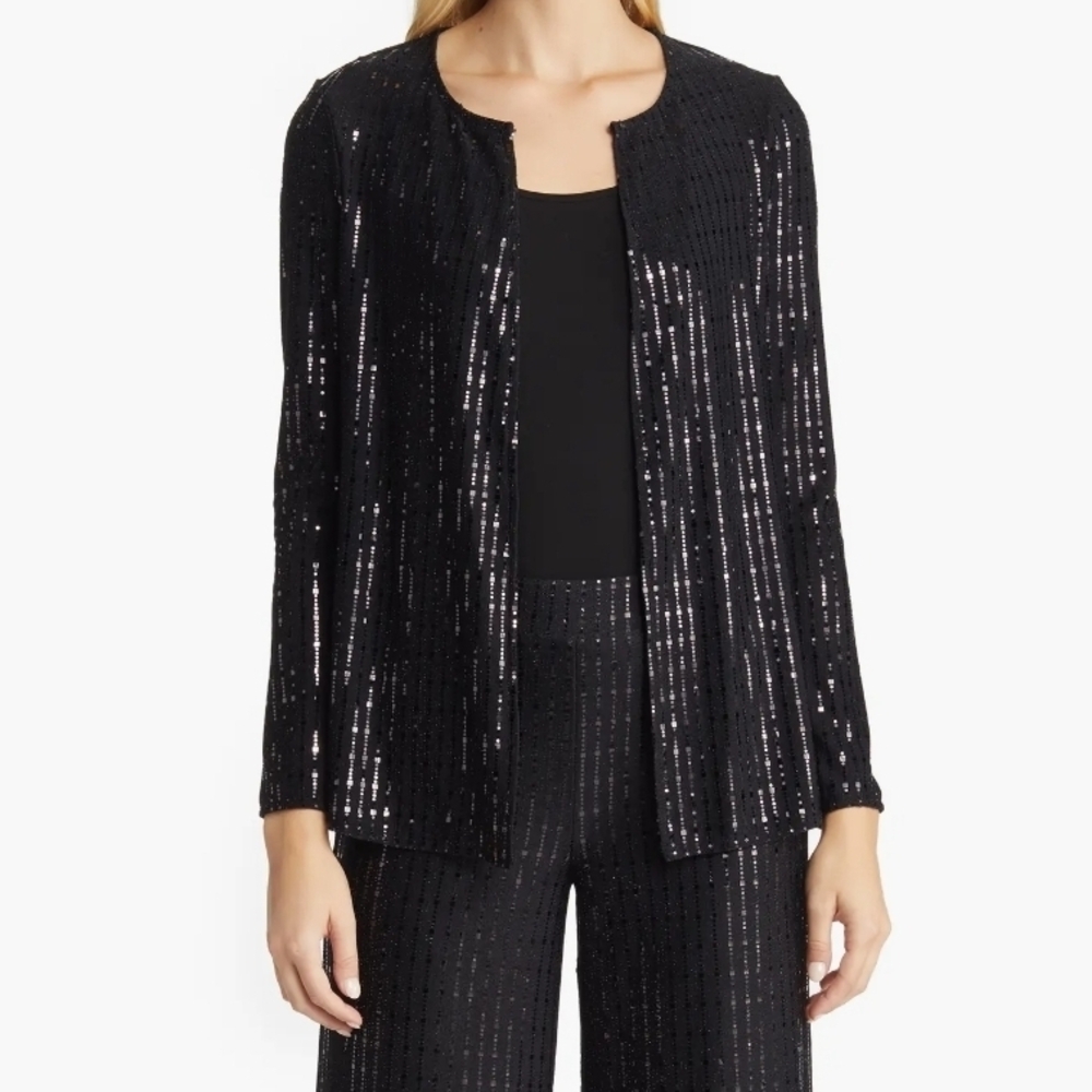 ✨ Anne Klein Black Fixed-Sequin Jacket – XL ✨
